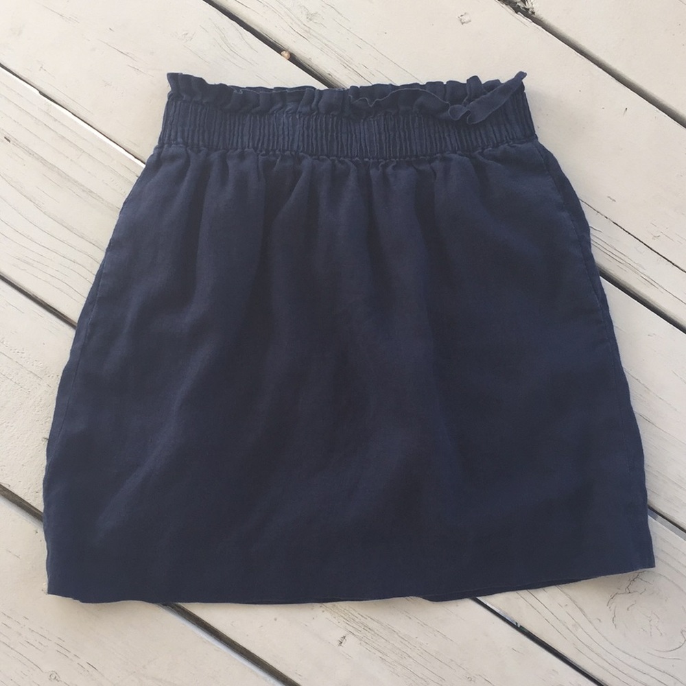 J Crew above the knee elastic waistband navy skirt